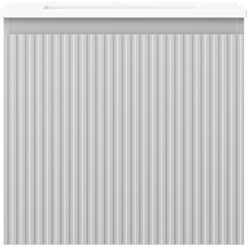 Mexen Rivel Badezimmerschrank 50 cm mit Waschbecken Otis, 1 Schublade, gerillt, grau matt/weiß matt - 91A20-05047-1-BF62-W18M01