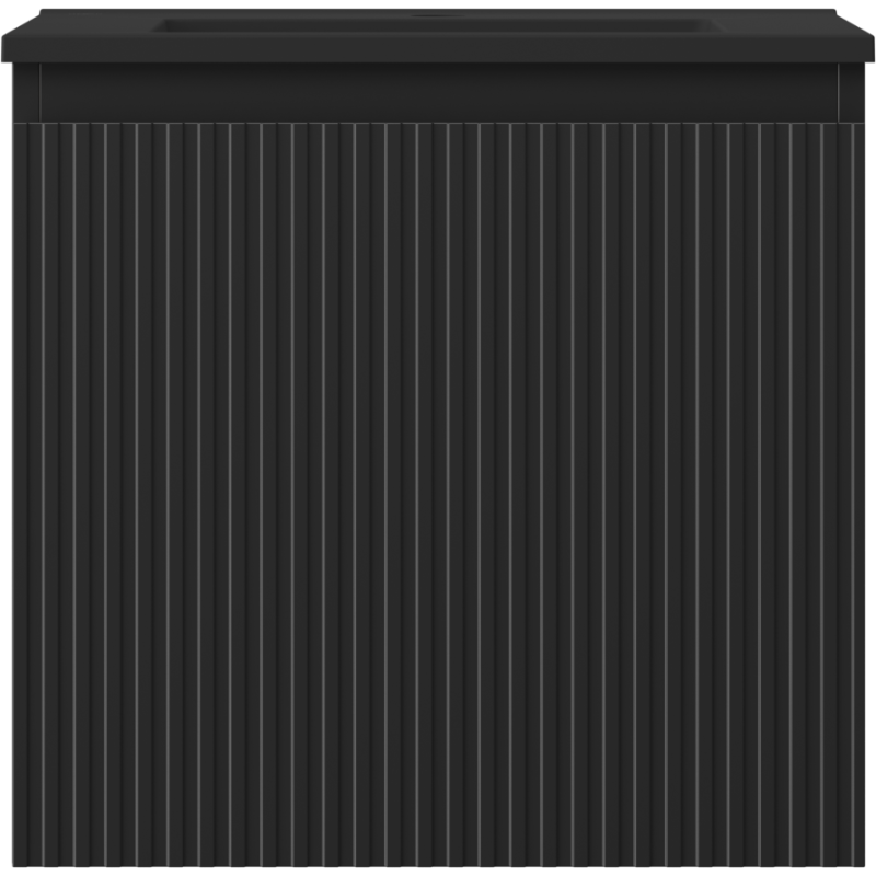 Mexen Rivel Badezimmerschrank 50 cm mit Waschbecken Otis, 1 Schublade, geriffelt, schwarz matt - 91A20-05047-1-BF71-W18M71