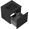 Mexen Rivel Badezimmerschrank 50 cm mit Waschbecken Otis, 1 Schublade, geriffelt, schwarz matt - 91A20-05047-1-BF71-W18M71