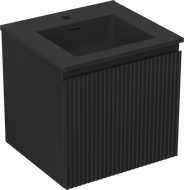 Mexen Rivel Badezimmerschrank 50 cm mit Waschbecken Otis, 1 Schublade, geriffelt, schwarz matt - 91A20-05047-1-BF71-W18M71