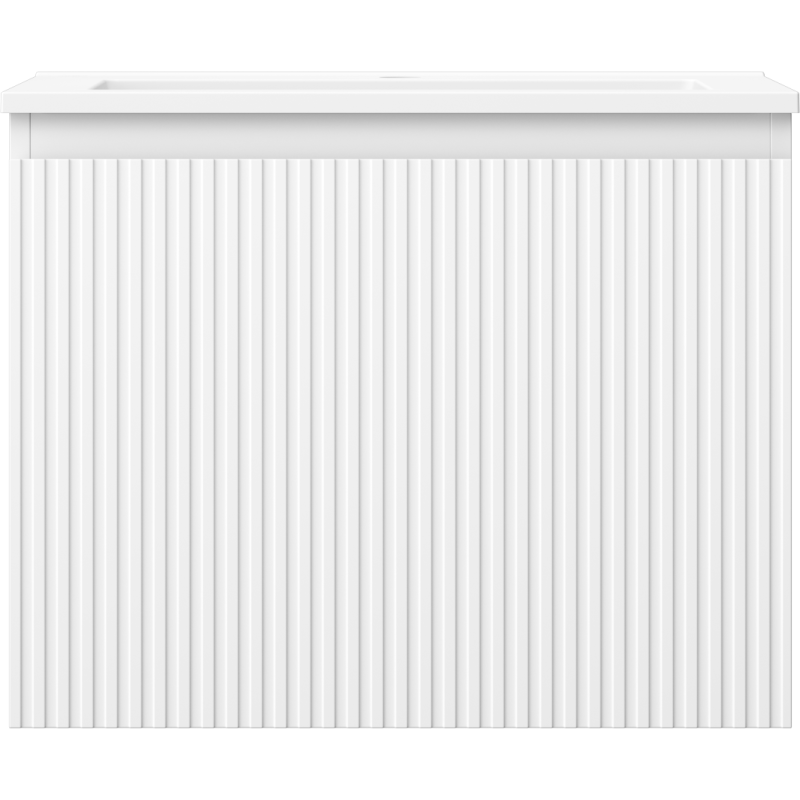 Mexen Rivel Badezimmerschrank 60 cm mit Waschbecken Otis, 1 Schublade, geriffelt, weiß matt - 91A20-06047-1-BF01-W18M01