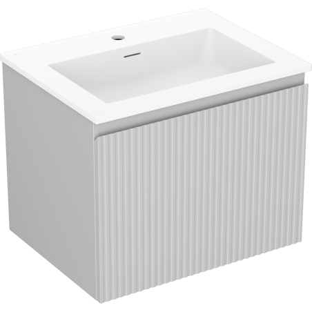 Mexen Rivel Badezimmermöbel 60 cm mit Waschbecken Otis, 1 Schublade, geriffelt, grau matt/weiß matt - 91A20-06047-1-BF62-W18M01