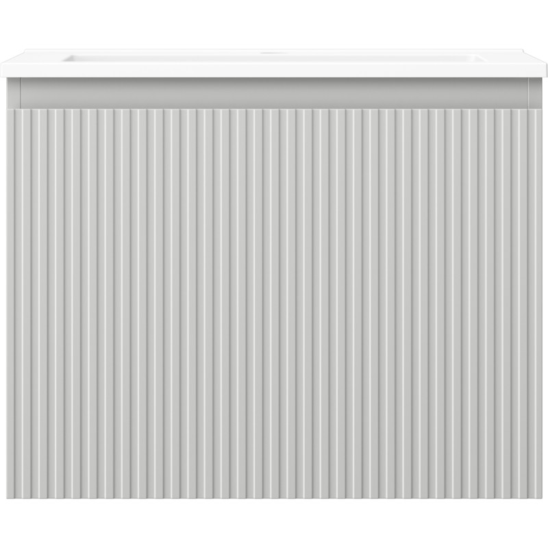 Mexen Rivel Badezimmerschrank 60 cm mit Waschbecken Otis, 1 Schublade, geriffelt, grau matt/weiß matt