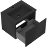 Mexen Rivel Badezimmerschrank 60 cm mit Waschbecken Otis, 1 Schublade, gerillt, schwarz matt - 91A20-06047-1-BF71-W18M71