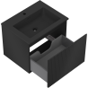 Mexen Rivel Badezimmerunterschrank 60 cm mit Waschbecken Otis, 1 Schublade, geriffelt, schwarz matt - 91A20-06047-1-BF71-W18M71