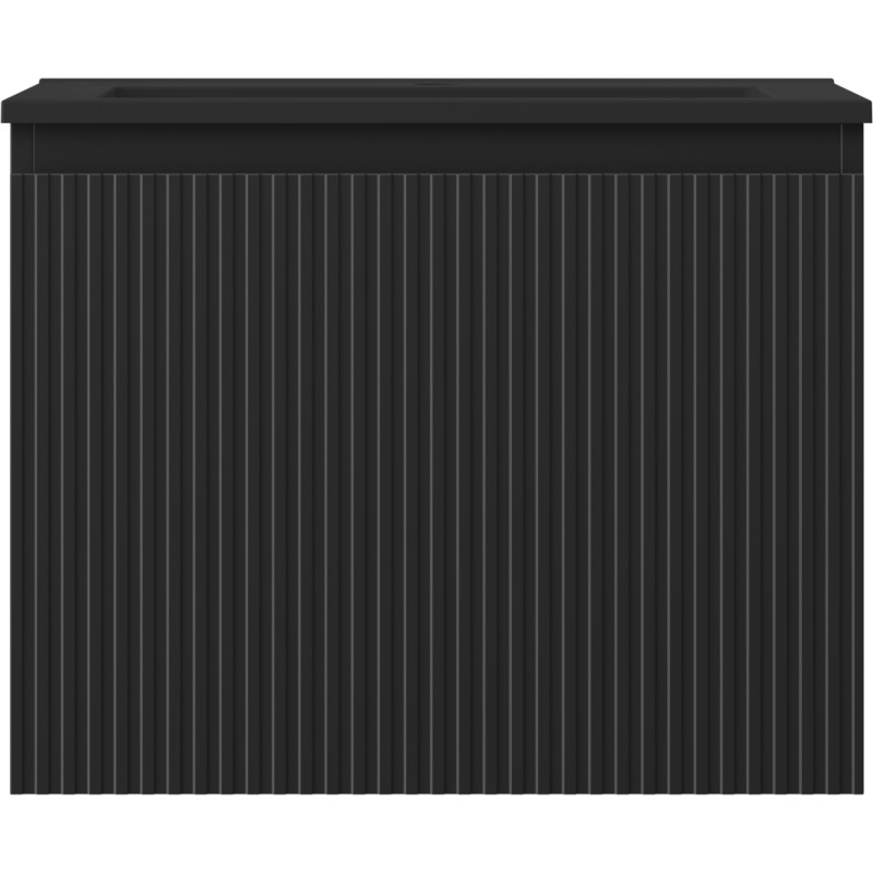 Mexen Rivel Badezimmerschrank 60 cm mit Waschbecken Otis, 1 Schublade, gerillt, schwarz matt - 91A20-06047-1-BF71-W18M71