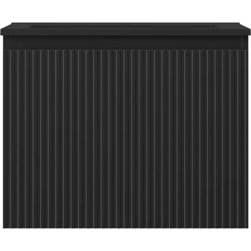 Mexen Rivel Badezimmerunterschrank 60 cm mit Waschbecken Otis, 1 Schublade, geriffelt, schwarz matt - 91A20-06047-1-BF71-W18M71
