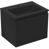 Mexen Rivel Badezimmerschrank 60 cm mit Waschbecken Otis, 1 Schublade, gerillt, schwarz matt - 91A20-06047-1-BF71-W18M71