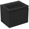 Mexen Rivel Badezimmerunterschrank 60 cm mit Waschbecken Otis, 1 Schublade, geriffelt, schwarz matt - 91A20-06047-1-BF71-W18M71