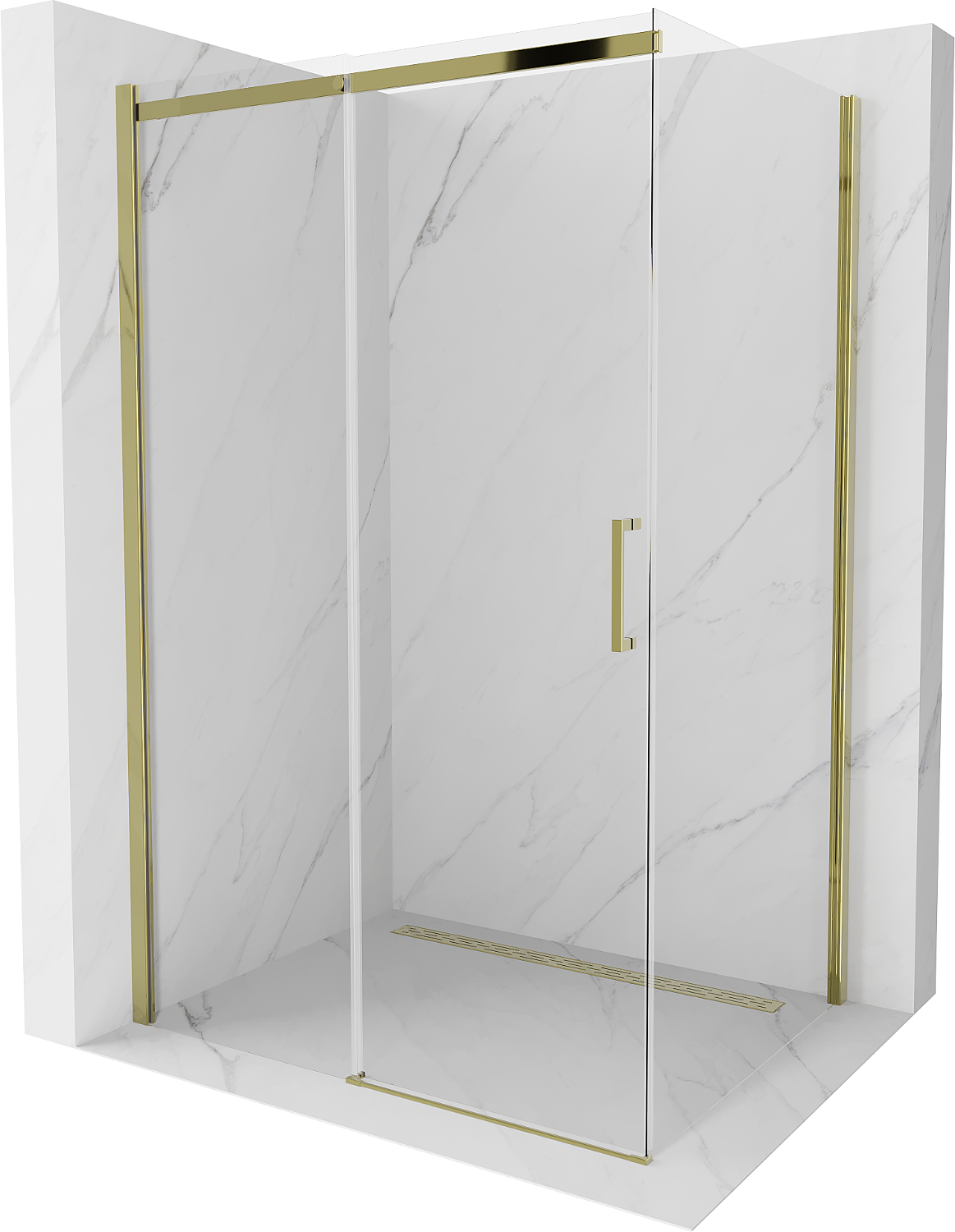 Mexen Omega ausziehbare Duschabtrennung 130 x 80 cm, Transparent, Gold - 825-130-080-50-00