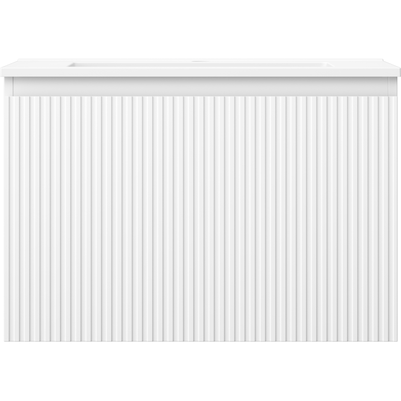 Mexen Rivel Badezimmerschrank 70 cm mit Waschbecken Otis, 1 Schublade, geriffelt, weiß matt - 91A20-07047-1-BF01-W18M01