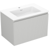 Mexen Rivel Badezimmerschrank 70 cm mit Waschbecken Otis, 1 Schublade, geriffelt, grau matt/weiß matt