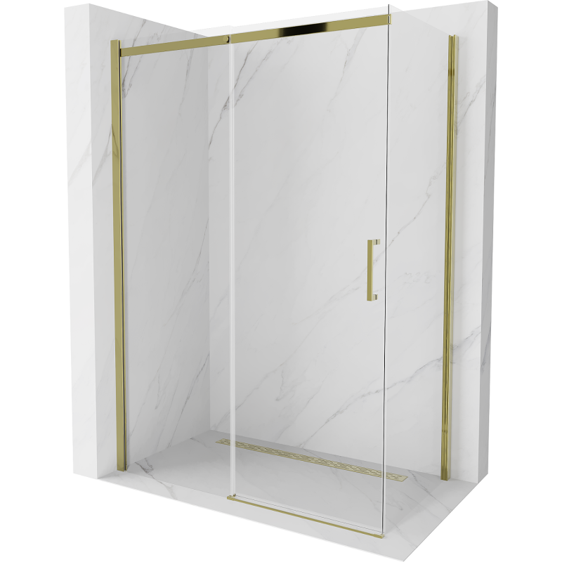 Mexen Omega Schiebeduschkabine 140 x 80 cm, transparent, gold - 825-140-080-50-00