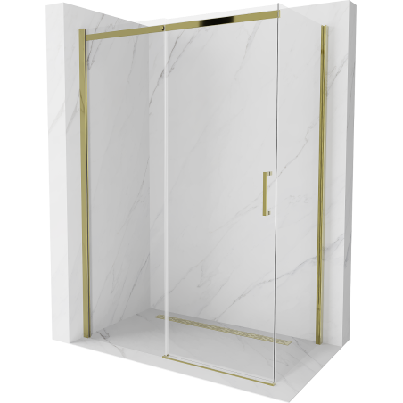 Mexen Omega Schiebeduschkabine 140 x 80 cm, transparent, gold - 825-140-080-50-00