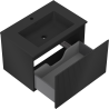 Mexen Rivel Badezimmerunterschrank 70 cm mit Waschbecken Otis, 1 Schublade, geriffelt, schwarz matt - 91A20-07047-1-BF71-W18M71