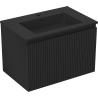 Mexen Rivel Badezimmerunterschrank 70 cm mit Waschbecken Otis, 1 Schublade, geriffelt, schwarz matt - 91A20-07047-1-BF71-W18M71