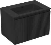 Mexen Rivel Badezimmerunterschrank 70 cm mit Waschbecken Otis, 1 Schublade, geriffelt, schwarz matt - 91A20-07047-1-BF71-W18M71