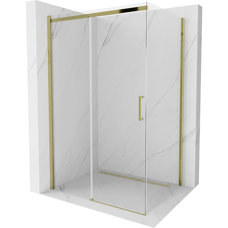 Mexen Omega verschiebbare Duschkabine 140 x 100 cm, transparent, gold - 825-140-100-50-00