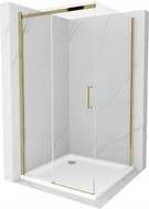 Mexen Omega Schiebedusche 100 x 100 cm, transparent, gold + Flat-Duschwanne - 825-100-100-50-00-4010