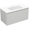 Mexen Rivel Badezimmerschrank 90 cm mit Waschbecken Otis, 1 Schublade, gerillt, grau matt/weiß matt - 91A20-09047-1-BF62-W18M01