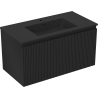 Mexen Rivel Badezimmerschrank 90 cm mit Waschbecken Otis, 1 Schublade, gerillt, schwarz matt - 91A20-09047-1-BF71-W18M71
