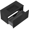 Mexen Rivel Badezimmerschrank 90 cm mit Waschbecken Otis, 1 Schublade, gerillt, schwarz matt - 91A20-09047-1-BF71-W18M71
