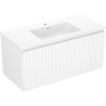 Mexen Rivel 100 cm Badezimmerschrank mit Waschbecken Otis, 1 Schublade, geriffelt, weiß matt - 91A20-10047-1-BF01-W18M01