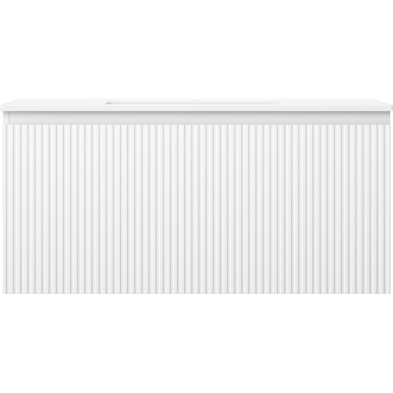 Mexen Rivel 100 cm Badezimmerschrank mit Waschbecken Otis, 1 Schublade, geriffelt, weiß matt - 91A20-10047-1-BF01-W18M01