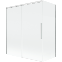 Mexen Rox Duschabtrennung für Badewanne, 2-flügelig, verschiebbar, 140 + 70 x 150 cm, transparent, weiß - 8C9-140-070-20-00