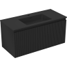 Mexen Rivel Badezimmerschrank 100 cm mit Waschbecken Otis, 1 Schublade, gerillt, schwarz matt - 91A20-10047-1-BF71-W18M71