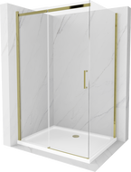 Mexen Omega Schiebeduschkabine 130 x 90 cm, transparent, gold + Flat Duschwanne - 825-130-090-50-00-4010