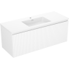 Mexen Rivel Badezimmerschrank 120 cm mit Waschbecken Otis, 1 Schublade, gerillt, weiß matt - 91A20-12047-1-BF01-W18M01
