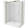 Mexen Omega Schiebeduschkabine 140 x 80 cm, transparent, gold + Flat-Duschwanne - 825-140-080-50-00-4010