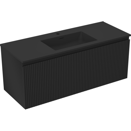 Mexen Rivel Badezimmerschrank 120 cm mit Waschtisch Otis, 1 Schublade, geriffelt, schwarz matt - 91A20-12047-1-BF71-W18M71