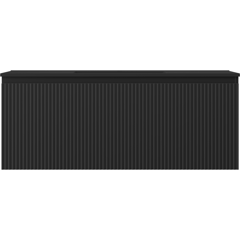 Mexen Rivel Badezimmerschrank 120 cm mit Waschtisch Otis, 1 Schublade, geriffelt, schwarz matt - 91A20-12047-1-BF71-W18M71
