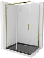 Mexen Omega Schiebedusche 100 x 90 cm, transparent, gold + Duschwanne Flat, schwarz - 825-100-090-50-00-4070G