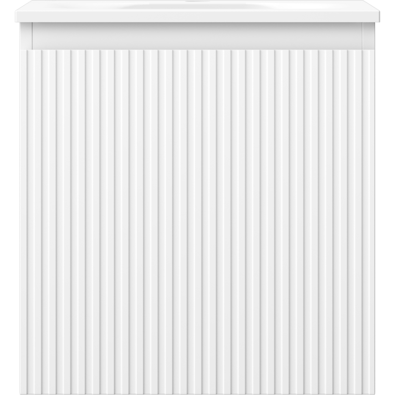 Mexen Rivel Badezimmerschrank 45 cm mit Waschbecken Vela, 1 Schublade, gerillt, weiß matt - 91A20-04547-1-BF01-W23M01
