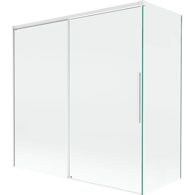 Mexen Rox Duschabtrennung 2-flügelig verschiebbar 160 + 75 x 150 cm, transparent, weiß - 8C9-160-075-20-00