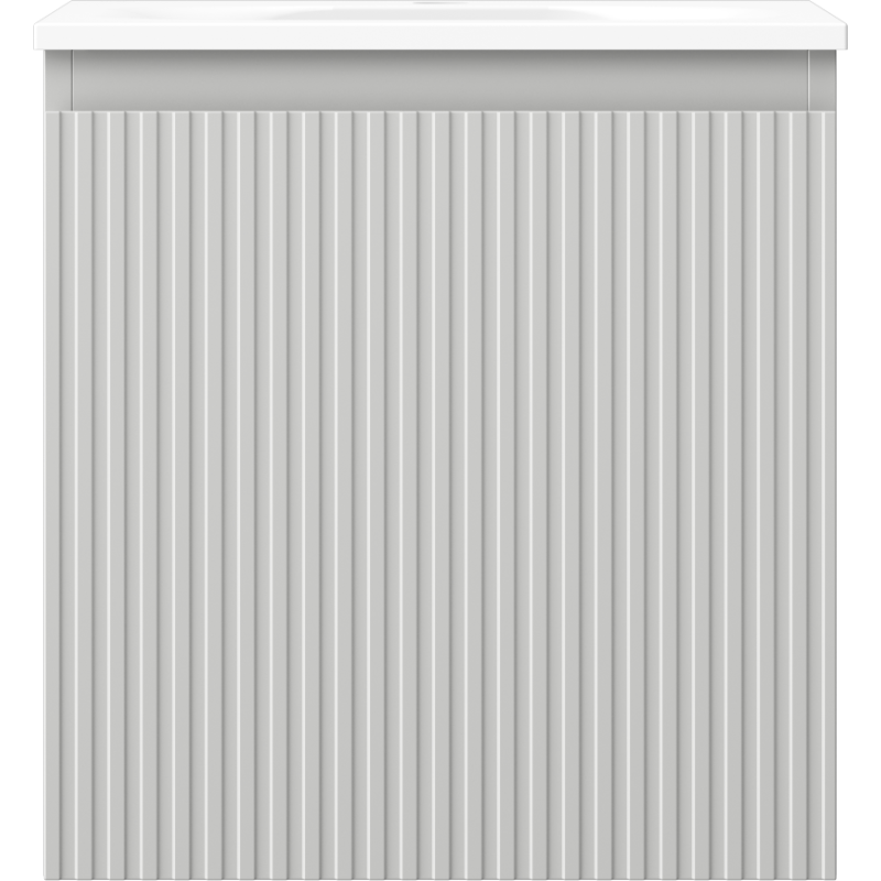 Mexen Rivel Badezimmerschrank 45 cm mit Waschbecken Vela, 1 Schublade, geriffelt, grau matt/weiß matt