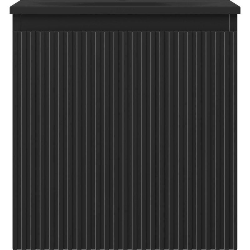 Mexen Rivel Badezimmerschrank 45 cm mit Waschbecken Vela, 1 Schublade, geriffelt, schwarz matt - 91A20-04547-1-BF71-W23M71