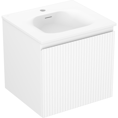 Mexen Rivel 50 cm Badezimmerunterschrank mit Waschbecken Vela, 1 Schublade, geriffelt, weiß matt - 91A20-05047-1-BF01-W23M01