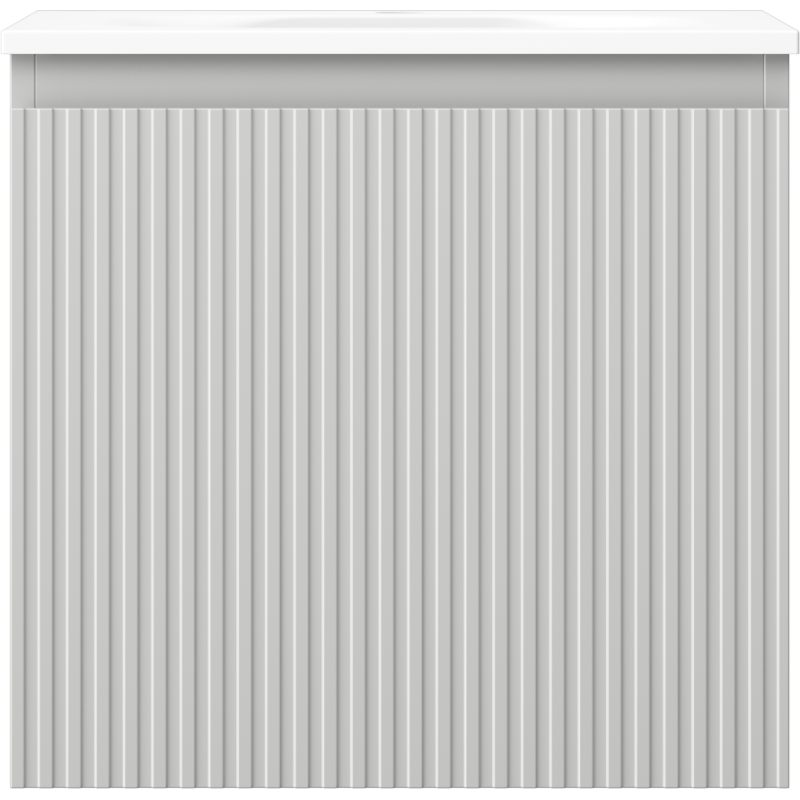 Mexen Rivel Badunterschrank 50 cm mit Waschbecken Vela, 1 Schublade, geriffelt, grau matt/weiß matt - 91A20-05047-1-BF62-W23M01