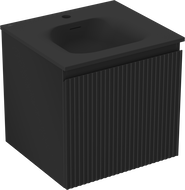 Mexen Rivel 50 cm Badezimmerschrank mit Vela Waschtisch, 1 Schublade, geriffelt, Schwarz Matt - 91A20-05047-1-BF71-W23M71