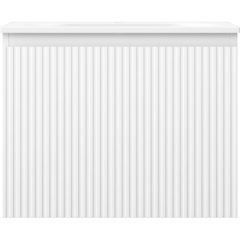 Mexen Rivel Badezimmerunterschrank 60 cm mit Waschbecken Vela, 1 Schublade, geriffelt, weiß matt - 91A20-06047-1-BF01-W23M01