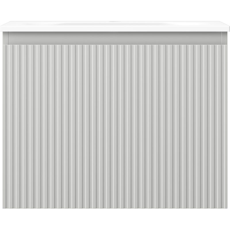 Mexen Rivel Badezimmerschrank 60 cm mit Waschbecken Vela, 1 Schublade, geriffelt, grau matt/weiß matt
