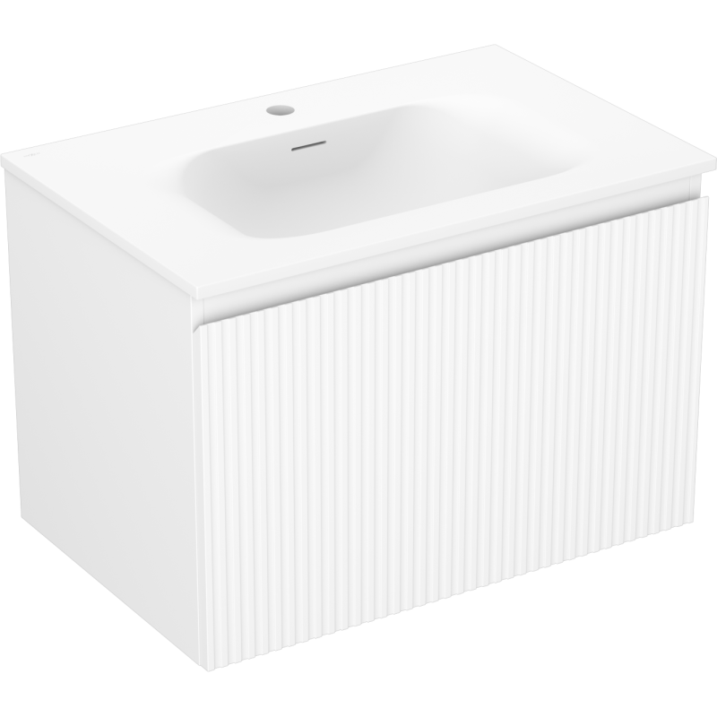 Mexen Rivel 70 cm Badezimmerunterschrank mit Waschbecken Vela, 1 Schublade, gerillt, weiß matt - 91A20-07047-1-BF01-W23M01