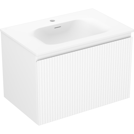 Mexen Rivel 70 cm Badezimmerunterschrank mit Waschbecken Vela, 1 Schublade, gerillt, weiß matt - 91A20-07047-1-BF01-W23M01