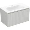 Mexen Rivel Badezimmerschrank 80 cm mit Waschbecken Vela, 1 Schublade, gerillt, grau matt/weiß matt - 91A20-08047-1-BF62-W23M01