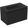 Mexen Rivel Badezimmerschrank 80 cm mit Waschbecken Vela, 1 Schublade, gefräst, schwarz matt - 91A20-08047-1-BF71-W23M71