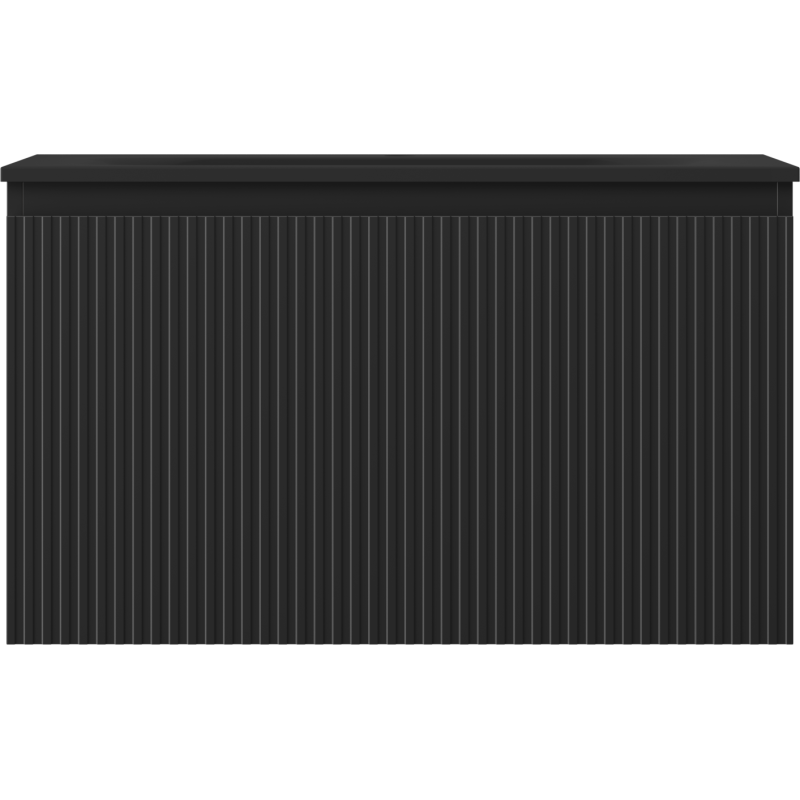 Mexen Rivel Badezimmerschrank 80 cm mit Waschbecken Vela, 1 Schublade, gefräst, schwarz matt - 91A20-08047-1-BF71-W23M71